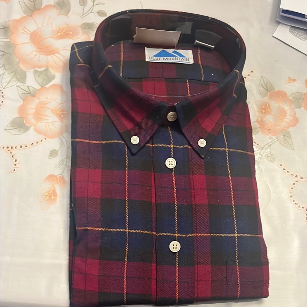 Men's Red and Blue Plaid Shirt